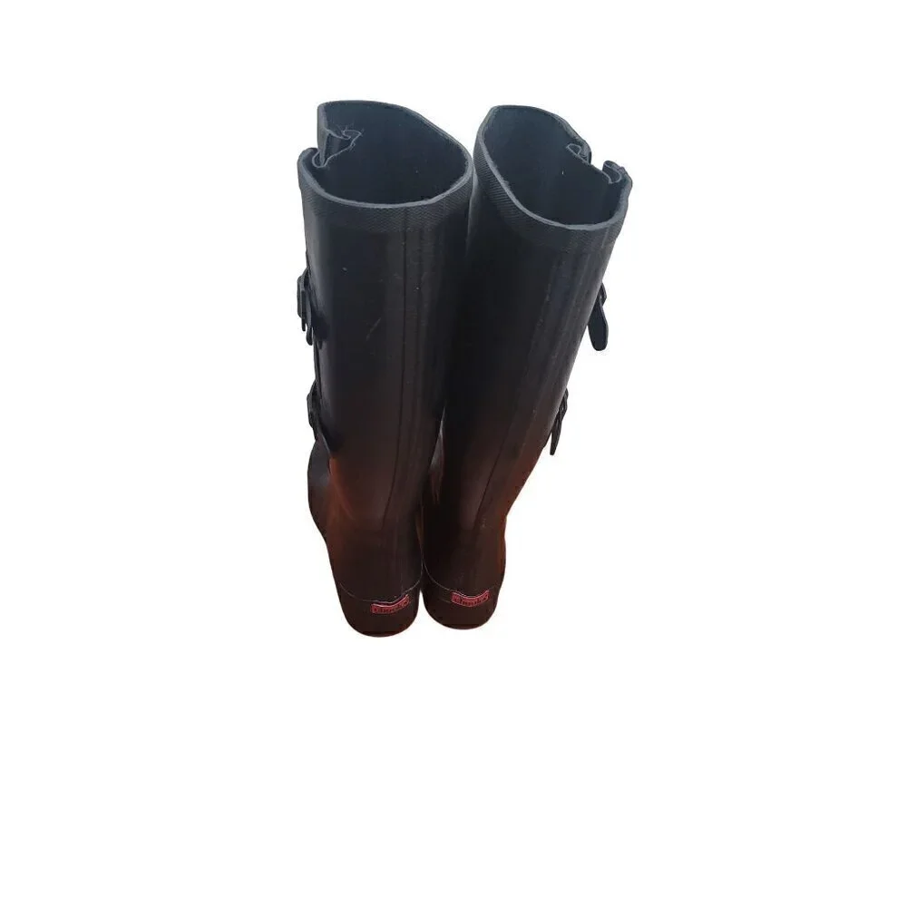 CHOOKA WOMEN'S PREMIUN RAINWEAR FLEX FIT BUCKLED BLACK TALL RAIN WATERPROOF BOOT